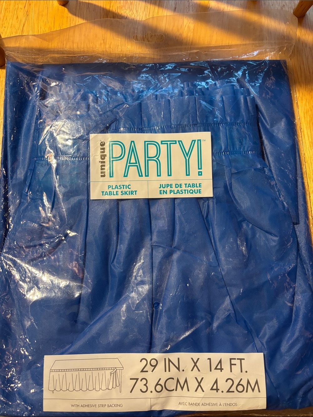 Nique Party Blue Plastic Pleated Table Skirt